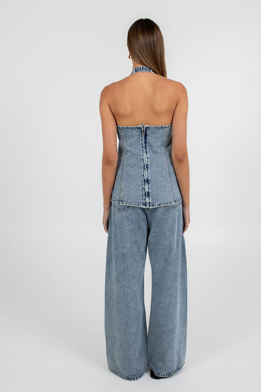 Rumi Denim Top - Dark Mineral Wash