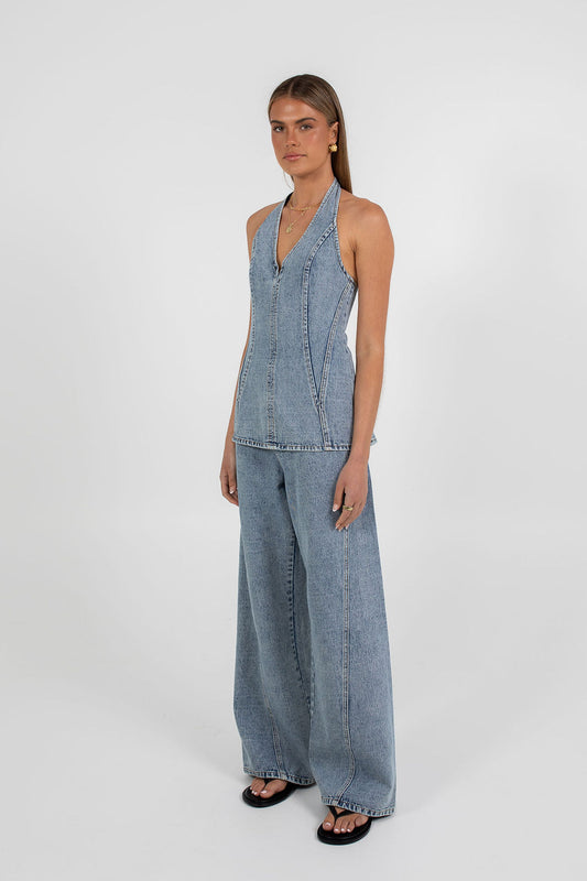 Rumi Denim Top - Dark Mineral Wash