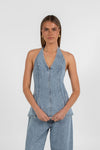 Rumi Denim Top - Dark Mineral Wash