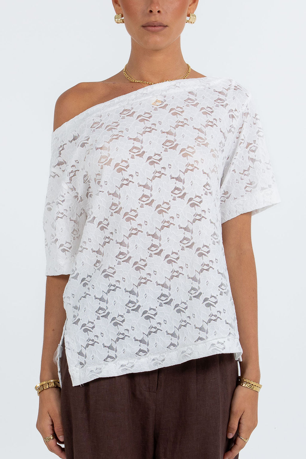 Kelsey Lace Top White
