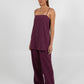 Reina Singlet Top - Plum Pinstripe