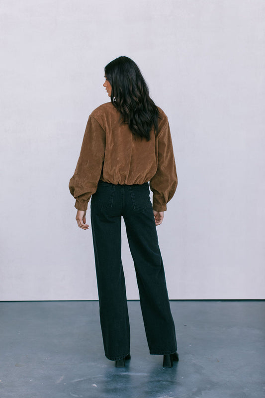 Diego Bomber Jacket - Tan Suede Look