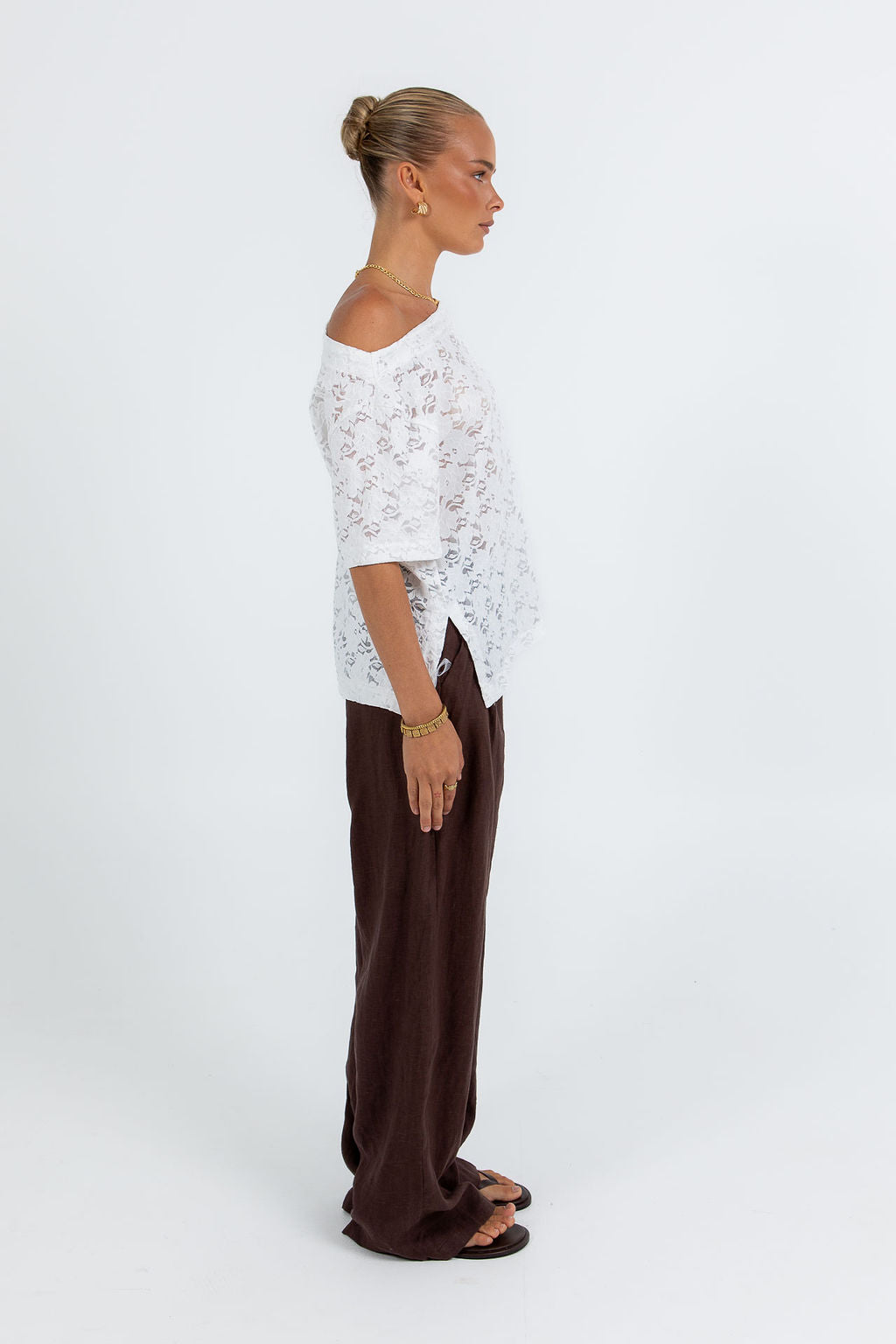 Kelsey Lace Top White