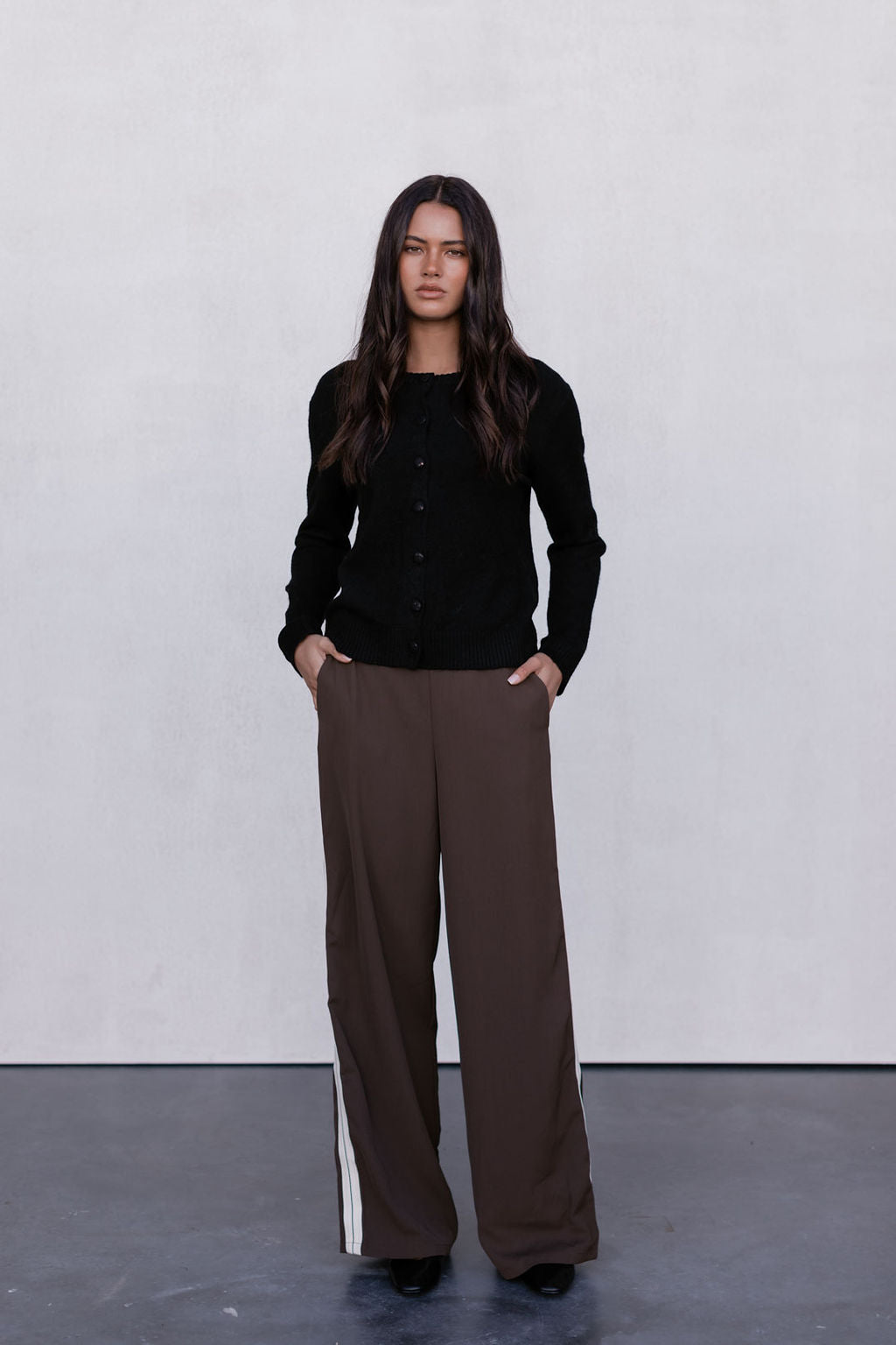 Fiah Relaxed Pants - Chocolate Brown/Cream Stripe