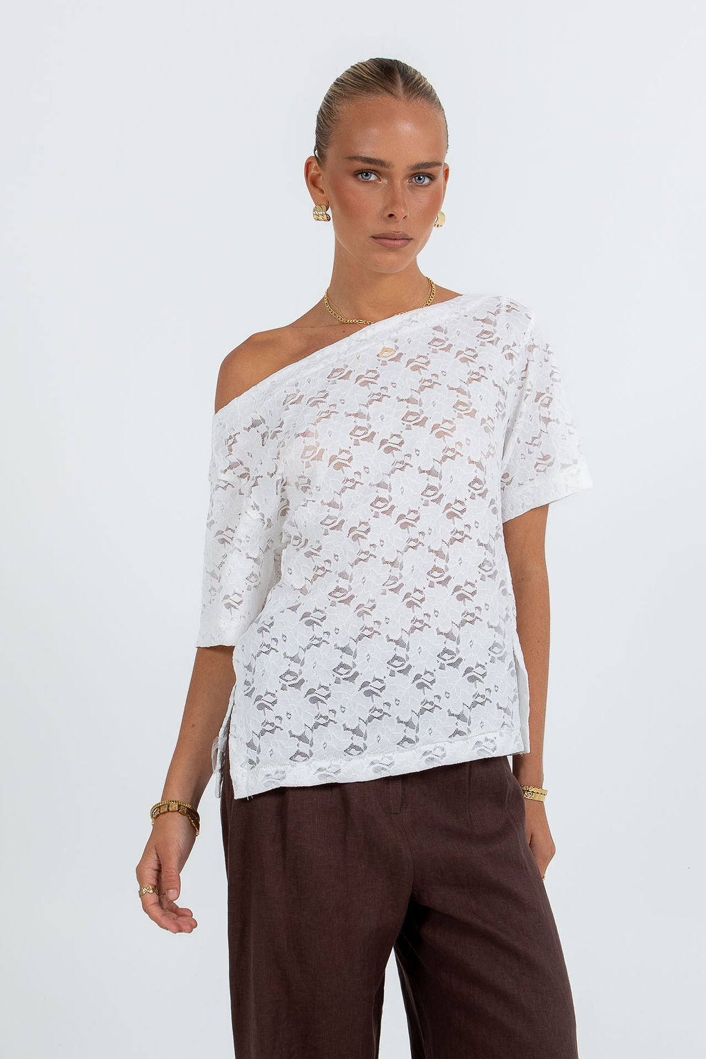 Kelsey Lace Top White
