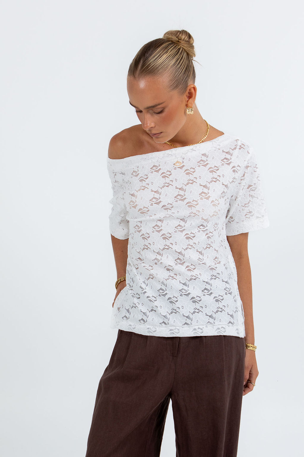 Kelsey Lace Top White