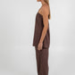 Reina Singlet Top - Chocolate Pinstripe