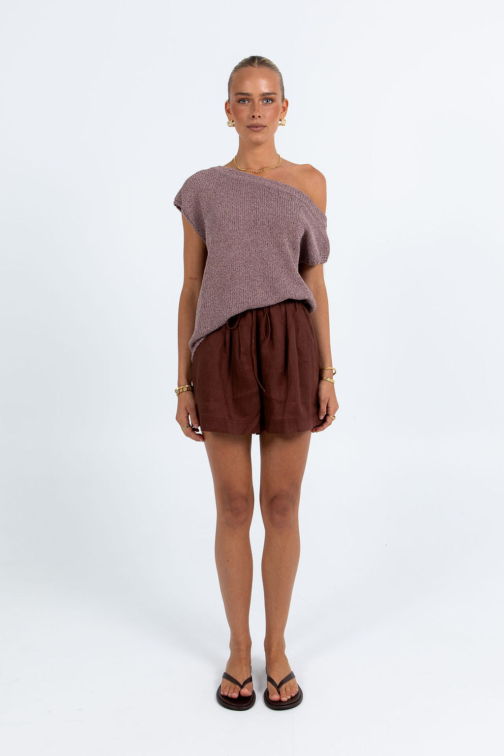 Galina Linen Short - Chocolate