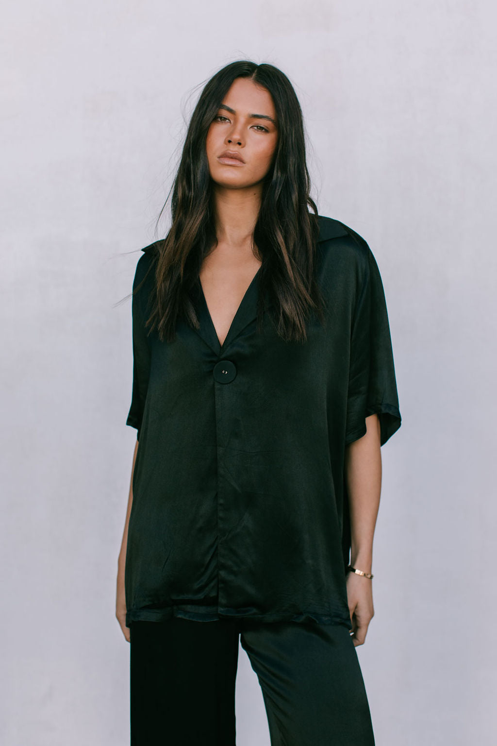 Francesca Shirt - Black Satin