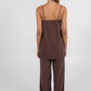 Reina Singlet Top - Chocolate Pinstripe