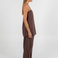 Reina Singlet Top - Chocolate Pinstripe