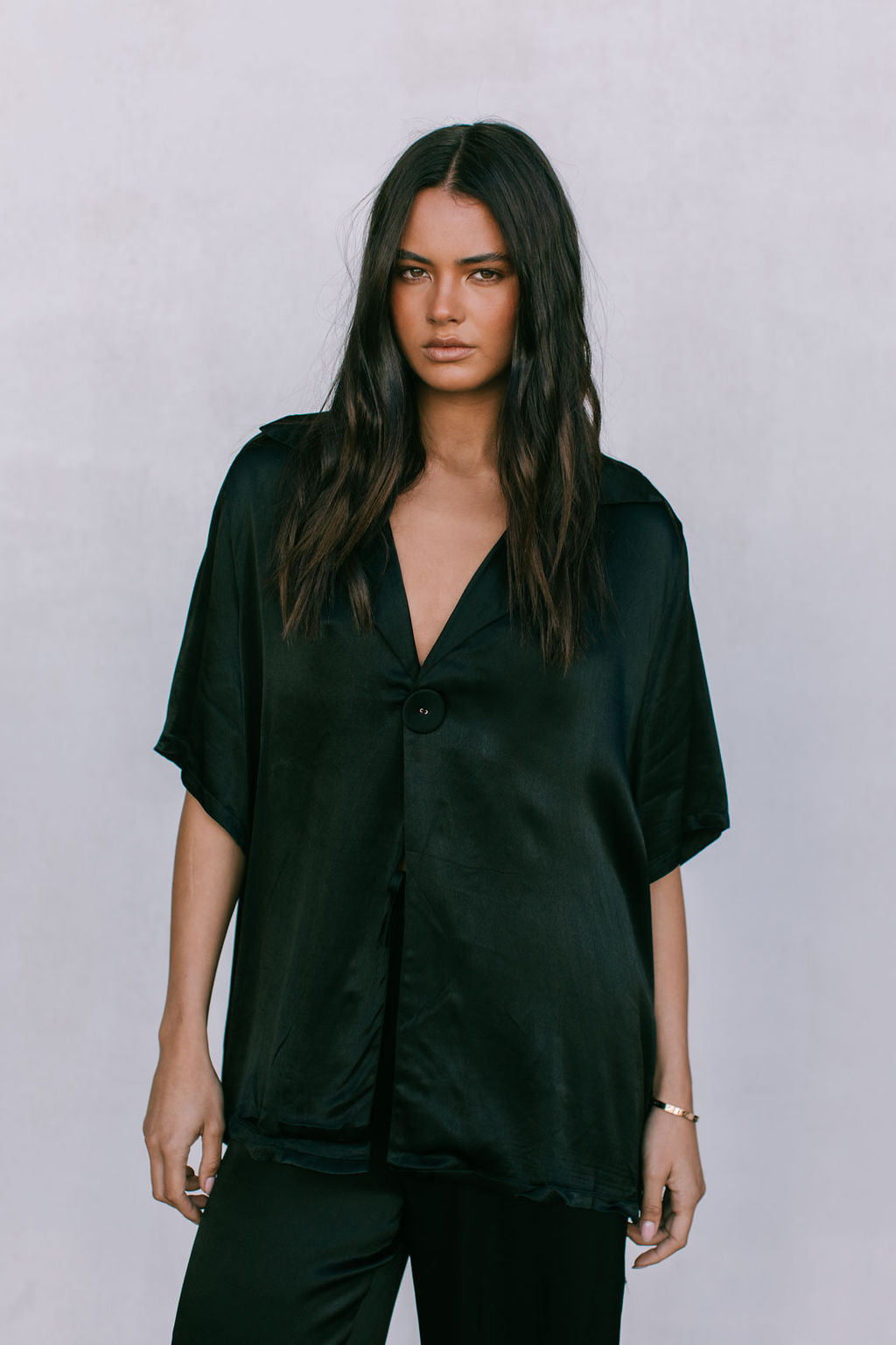 Francesca Shirt - Black Satin