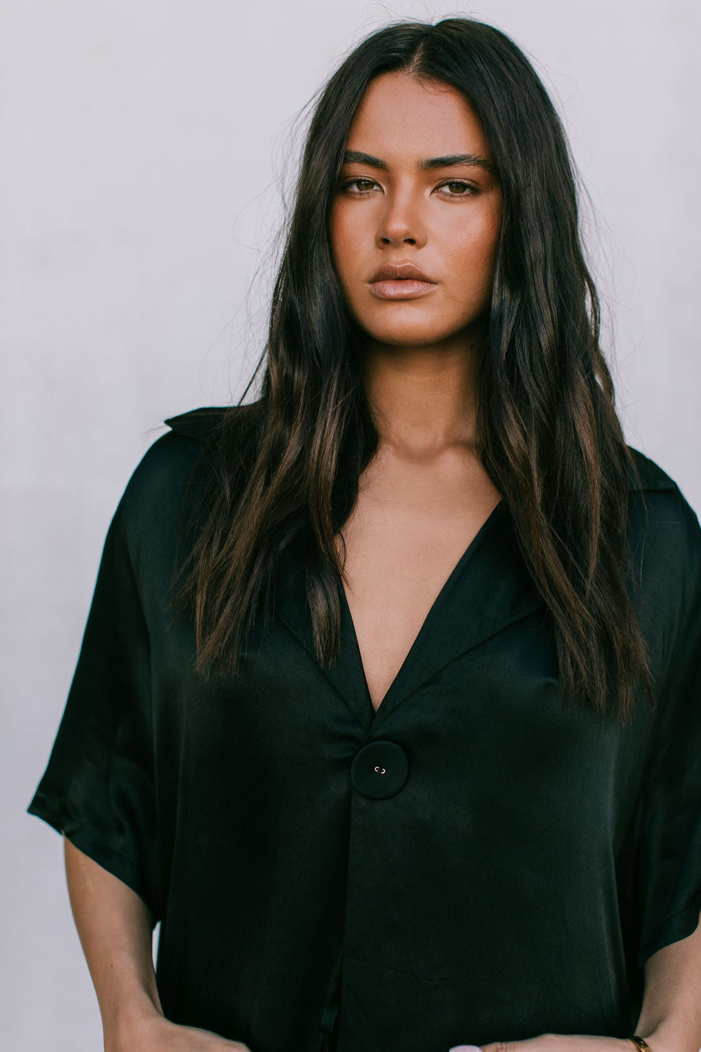 Francesca Shirt - Black Satin