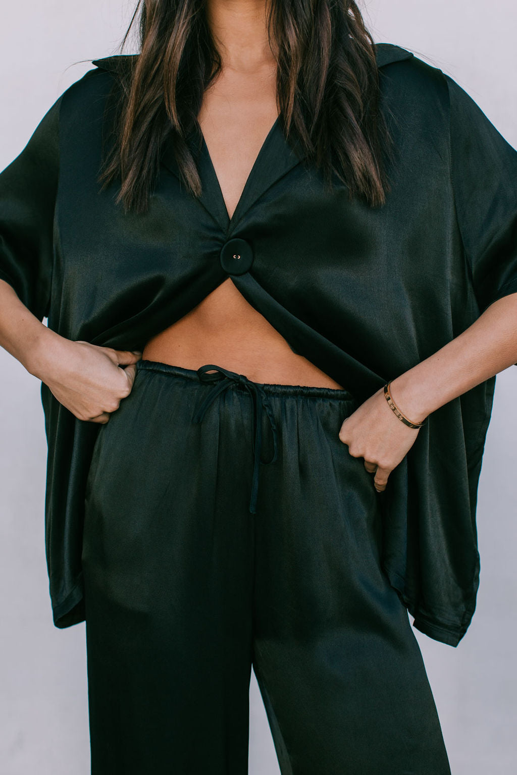 Francesca Shirt - Black Satin
