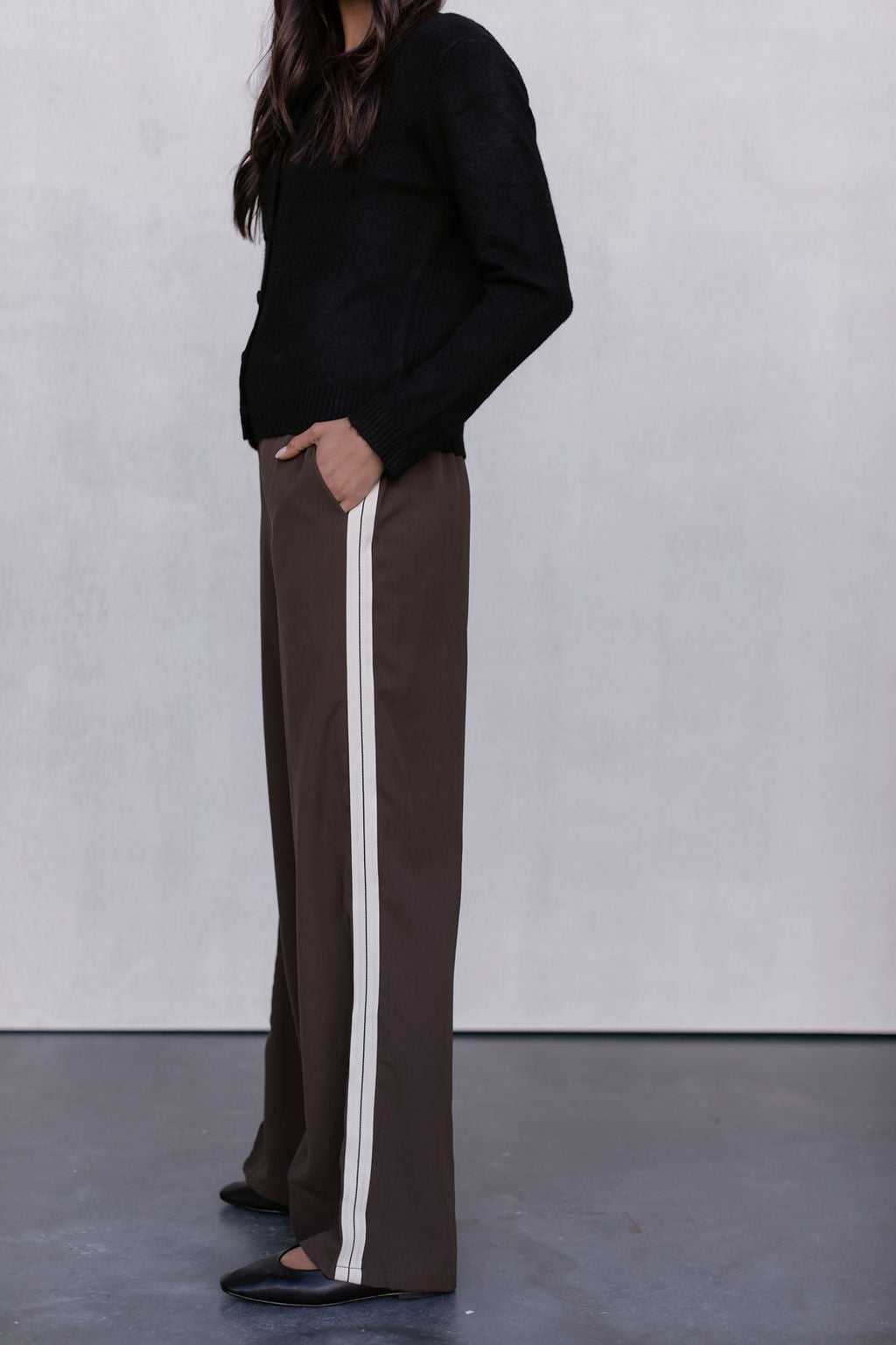 Fiah Relaxed Pants - Chocolate Brown/Cream Stripe