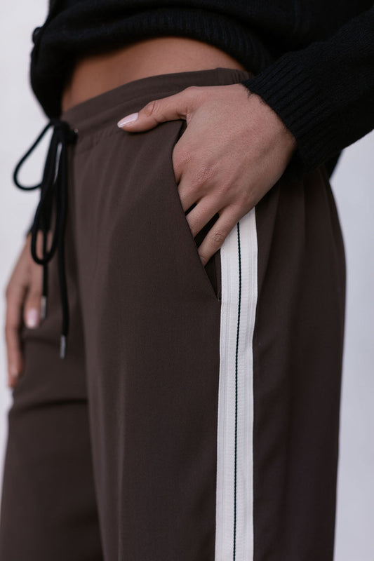 Fiah Relaxed Pants - Chocolate Brown/Cream Stripe