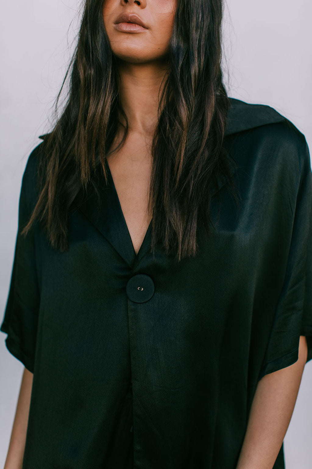 Francesca Shirt - Black Satin