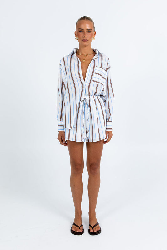 Iyla Set - Chocolate/ Blue Stripe