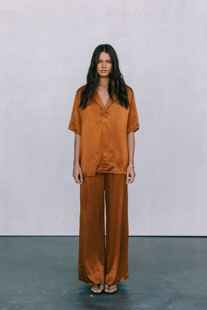 COMING SOON - Francesca Shirt - Caramel Satin