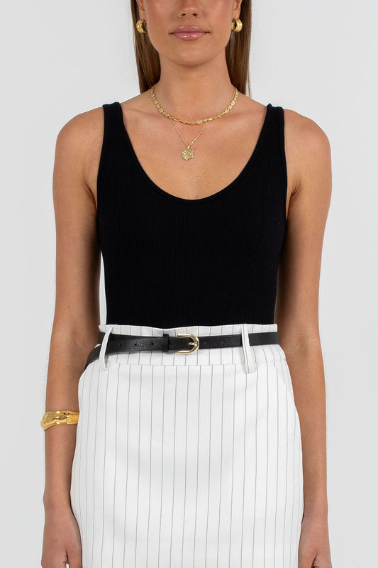 Jolie Skirt - White Pinstripe