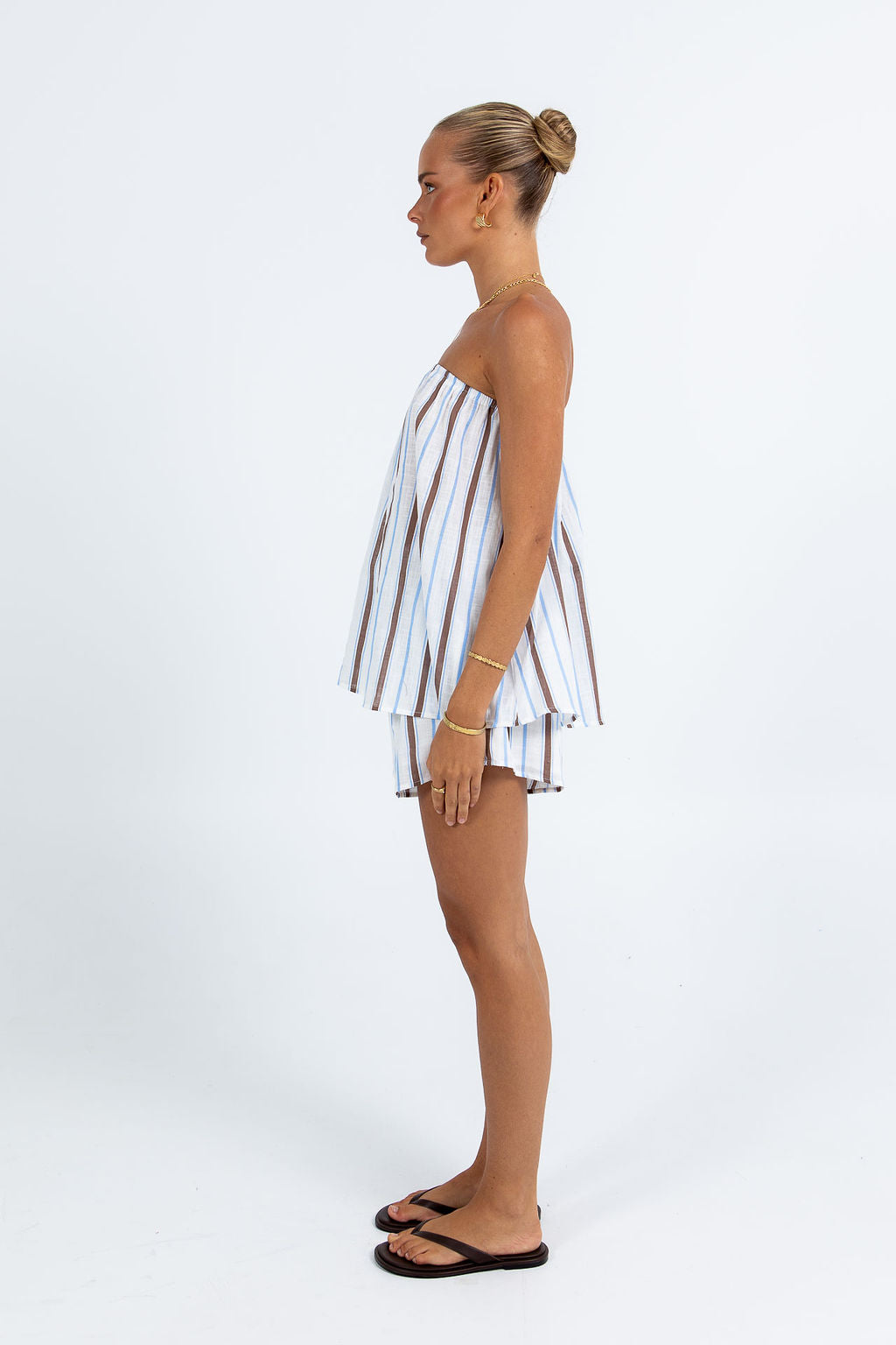 Olessia Set - Chocolate/ Blue Stripe