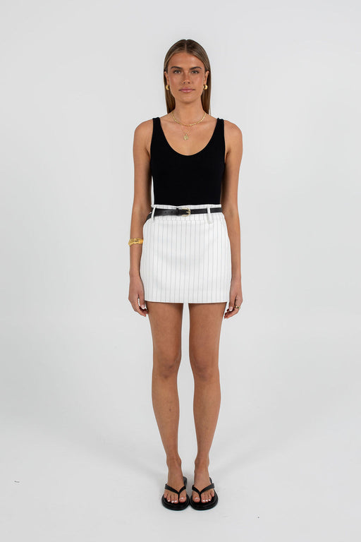 Jolie Skirt - White Pinstripe