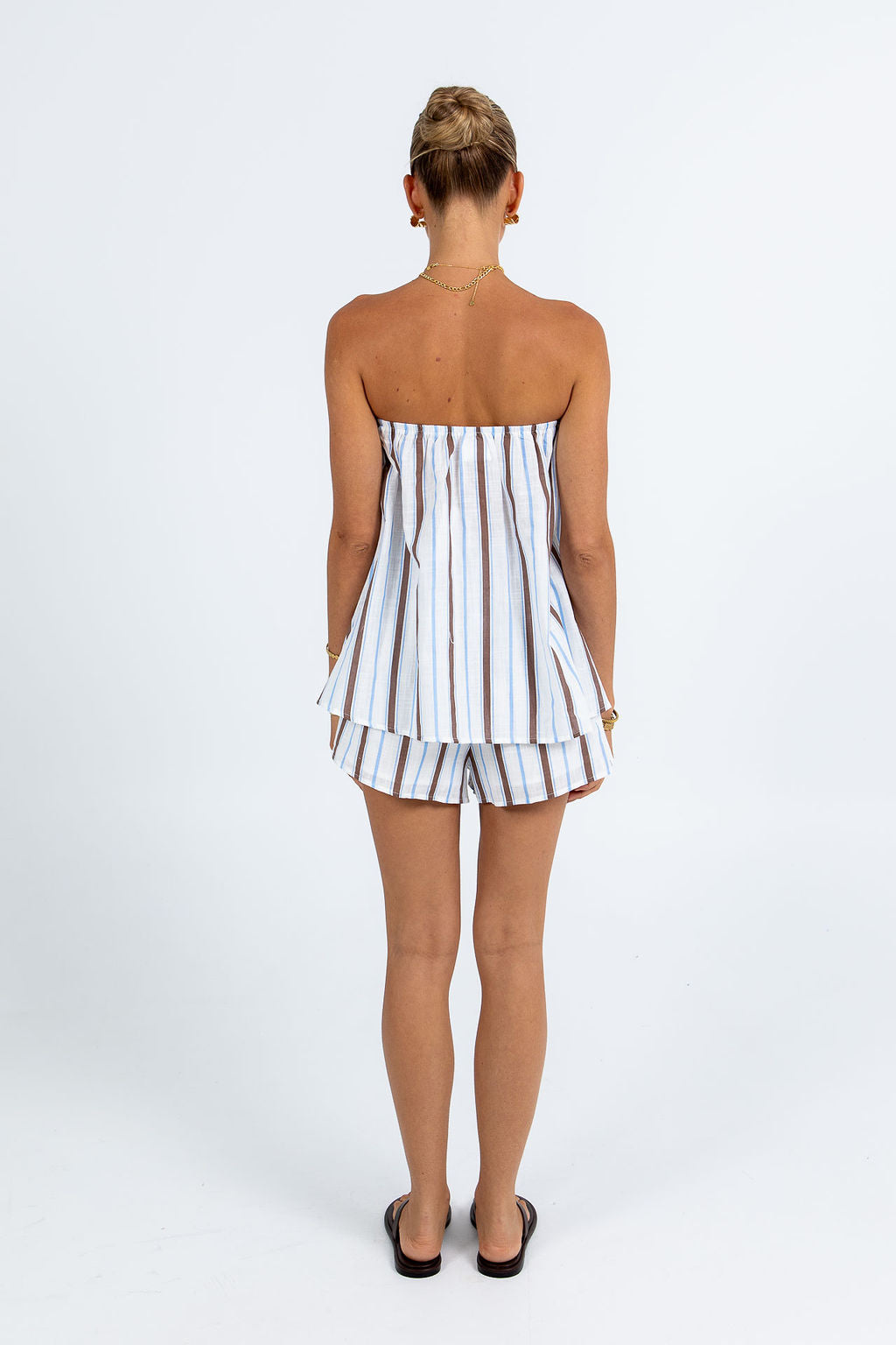 Olessia Set - Chocolate/ Blue Stripe