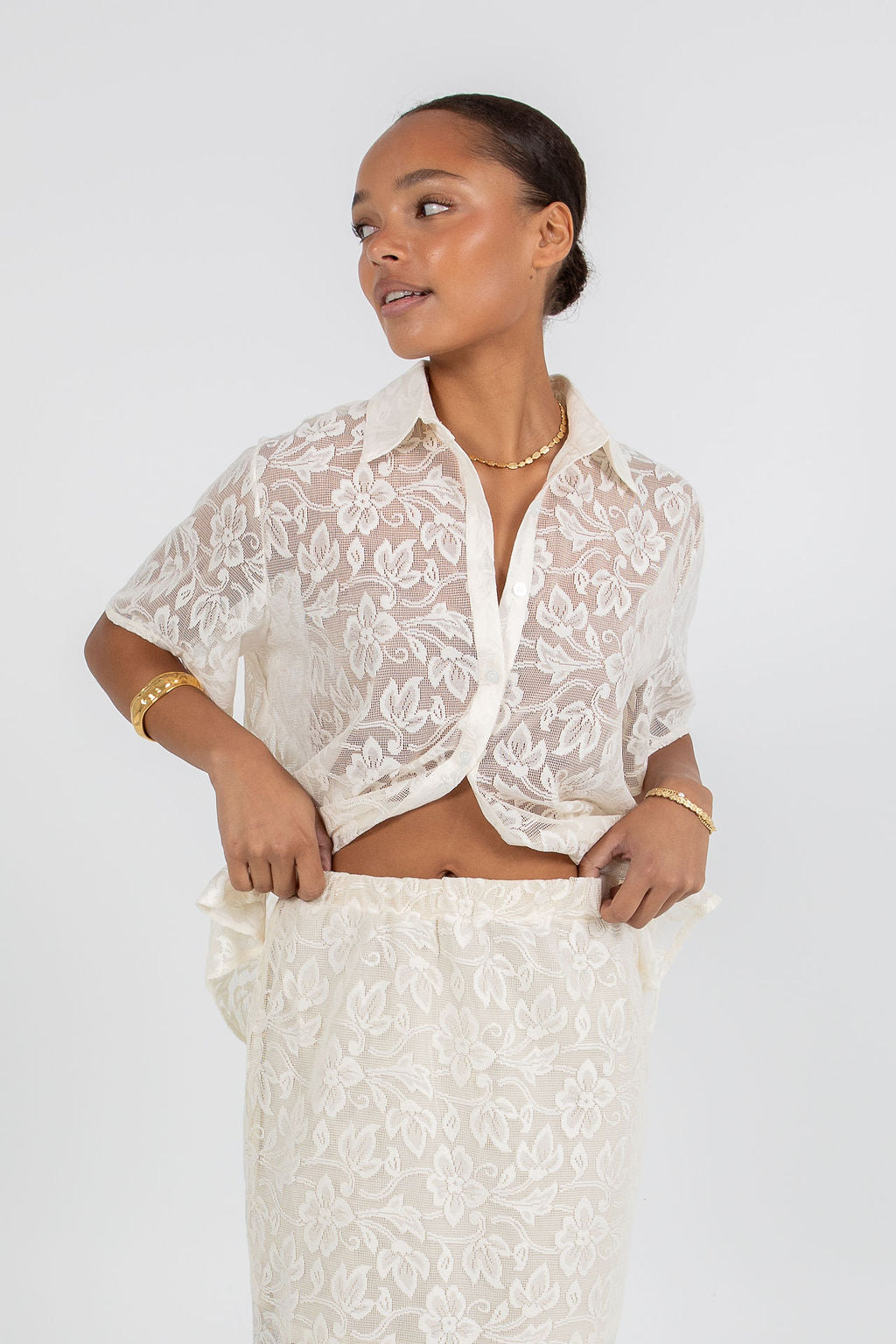 Nelly Lace Skirt Cream