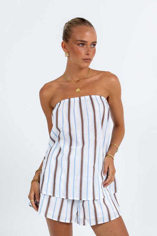 Olessia Set - Chocolate/ Blue Stripe