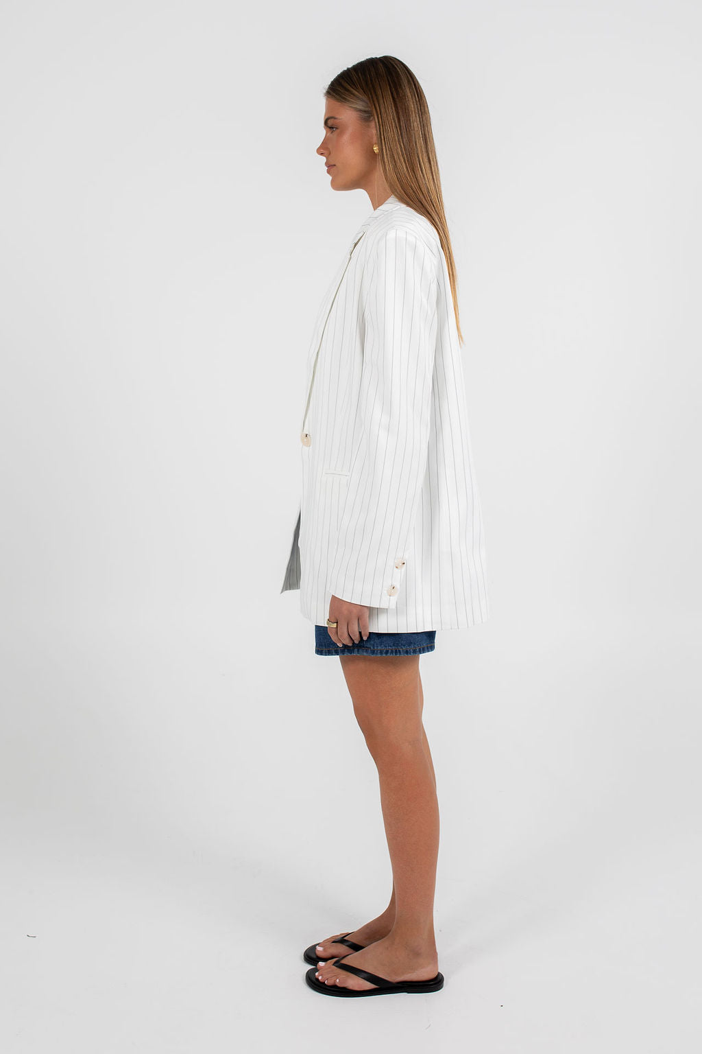 Quade Tailored Blazer - White Pinstripe
