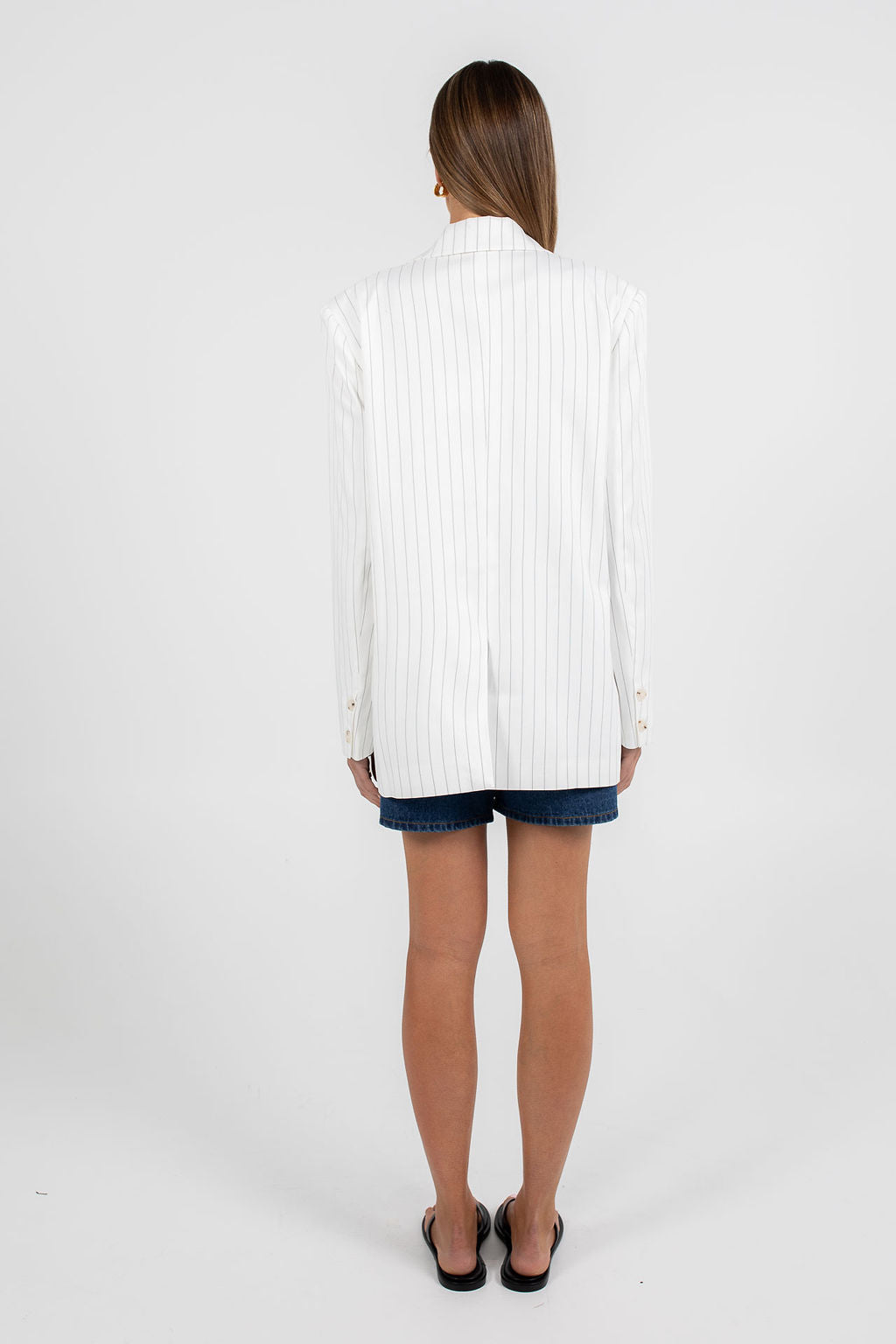 Quade Tailored Blazer - White Pinstripe