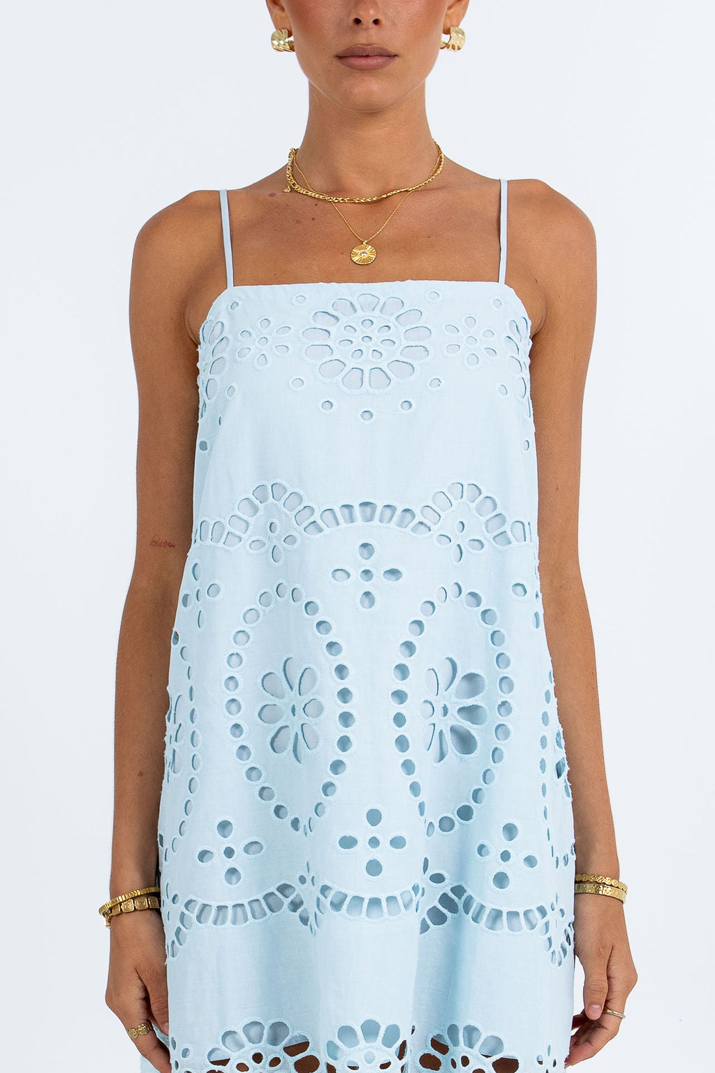 Maia Mini Dress - Powder Blue Sicily Lace