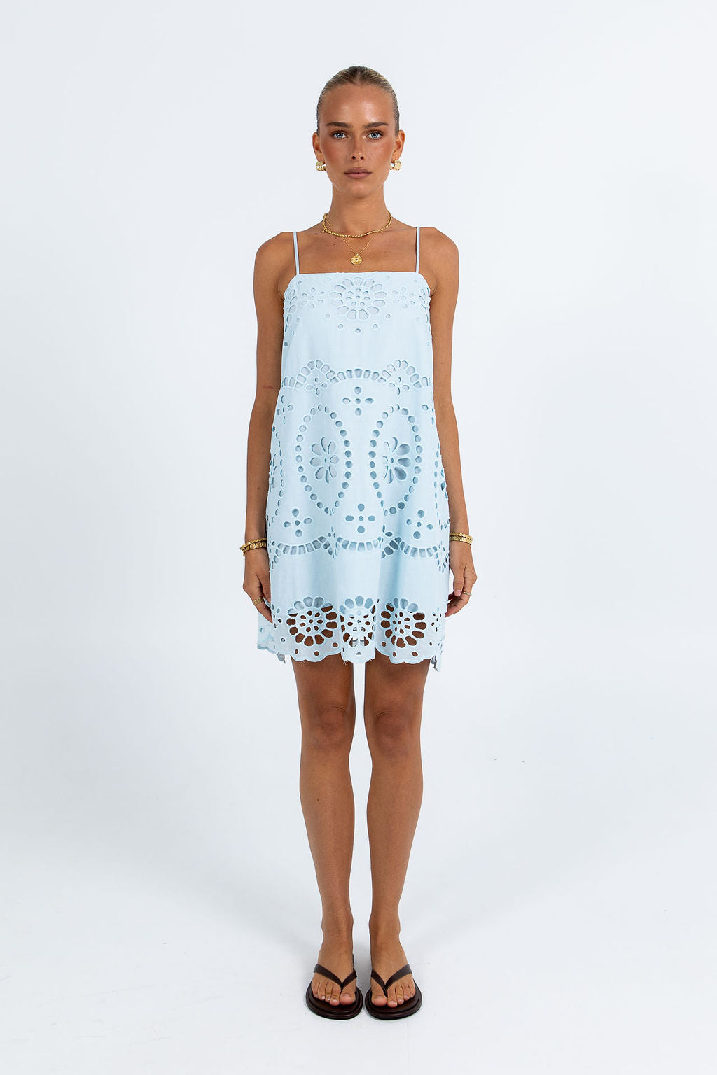 Maia Mini Dress - Powder Blue Sicily Lace