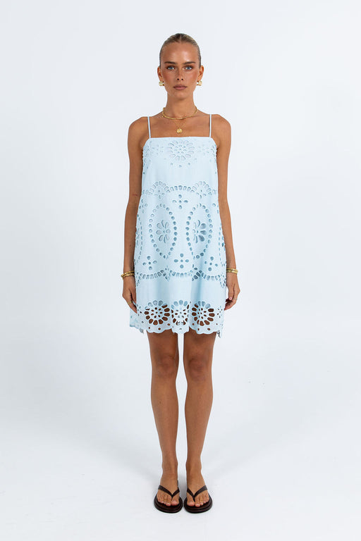 Maia Mini Dress - Powder Blue Sicily Lace
