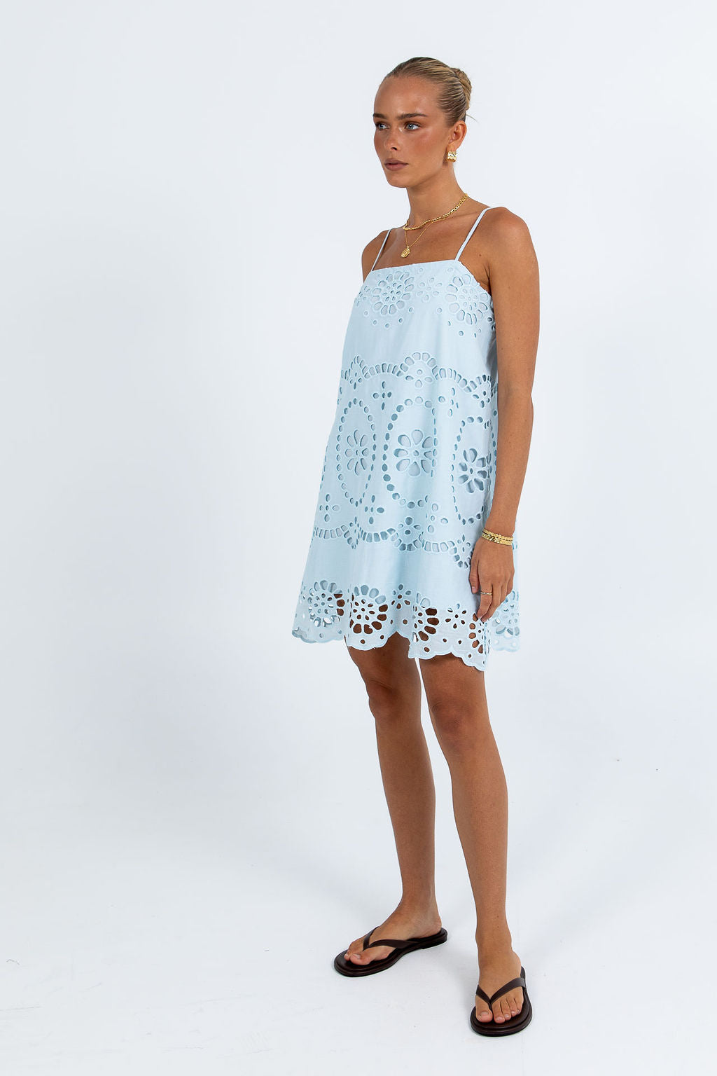 Maia Mini Dress - Powder Blue Sicily Lace