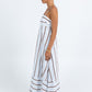 Nova Maxi Dress - Chocolate/ Blue Stripe
