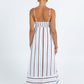 Nova Maxi Dress - Chocolate/ Blue Stripe