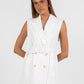 Cullen Mini Blazer Dress - White Pinstripe