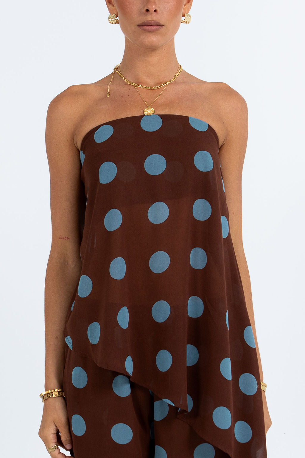 Orla Set - Chocolate/ Blue Polka Dot