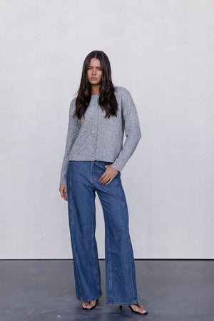 Vanessa Knit Cardigan - Grey Marle