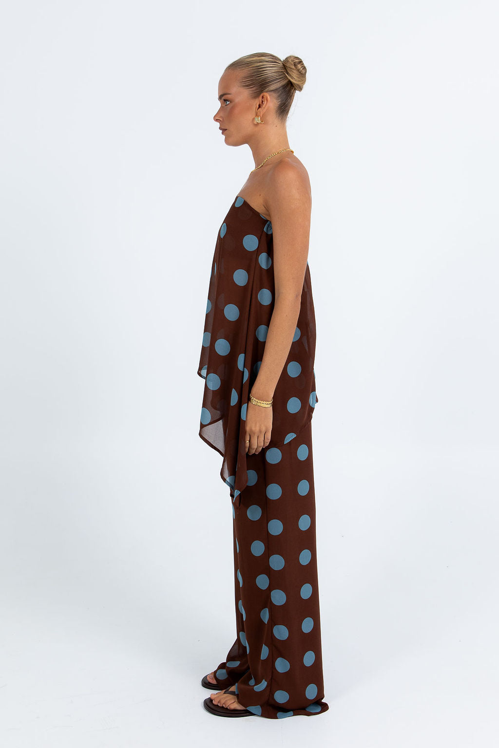 Orla Set - Chocolate/ Blue Polka Dot