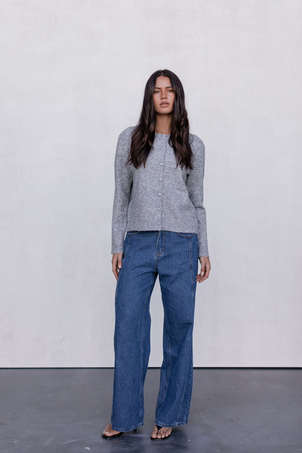Vanessa Knit Cardigan - Grey Marle