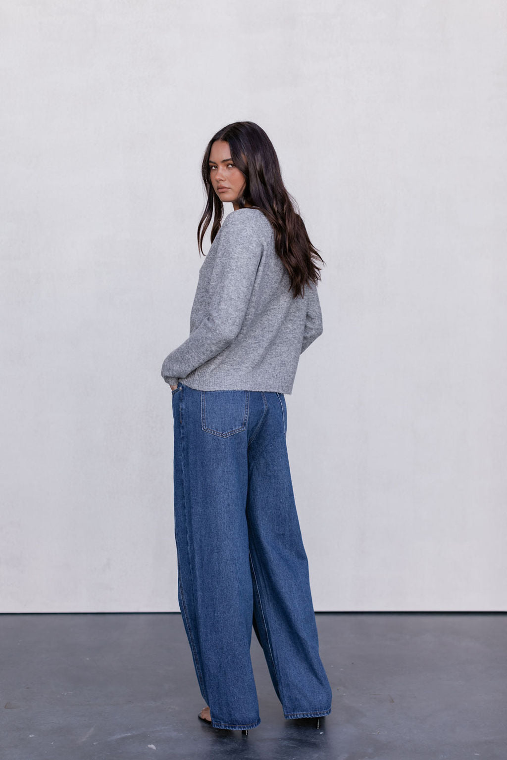 Vanessa Knit Cardigan - Grey Marle