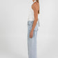 Marnie Halter Top - White Pinstripe