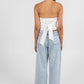 Marnie Halter Top - White Pinstripe