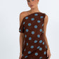 Quorra Skirt - Chocolate/Blue Polka Dot