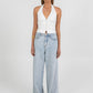 Marnie Halter Top - White Pinstripe
