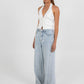 Marnie Halter Top - White Pinstripe