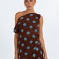 Umika Top - Chocolate/Blue Polka Dot