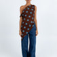 Umika Top - Chocolate/Blue Polka Dot